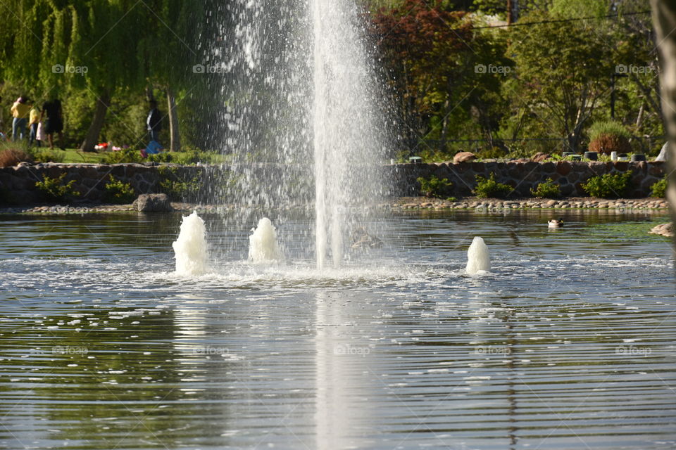 Fountains in an open space