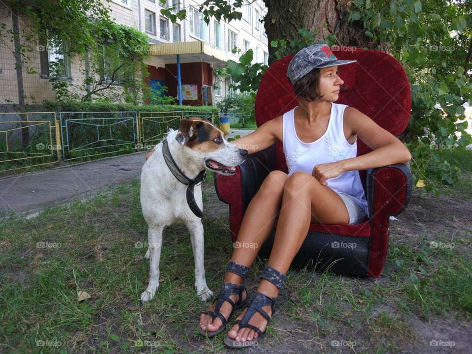 Girl with cute dog