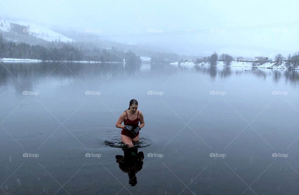 Cold winter bath